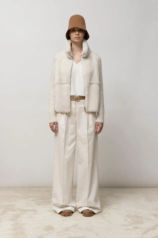 Peserico Trousers Woman Pleated Palazzo Trousers Hornbeam Peserico Trousers Woman Pleated Palazzo Trousers Hornbeam