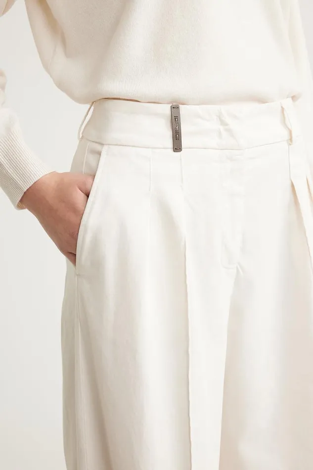 Peserico Trousers Woman Pleated Palazzo Trousers Hornbeam Peserico Trousers Woman Pleated Palazzo Trousers Hornbeam