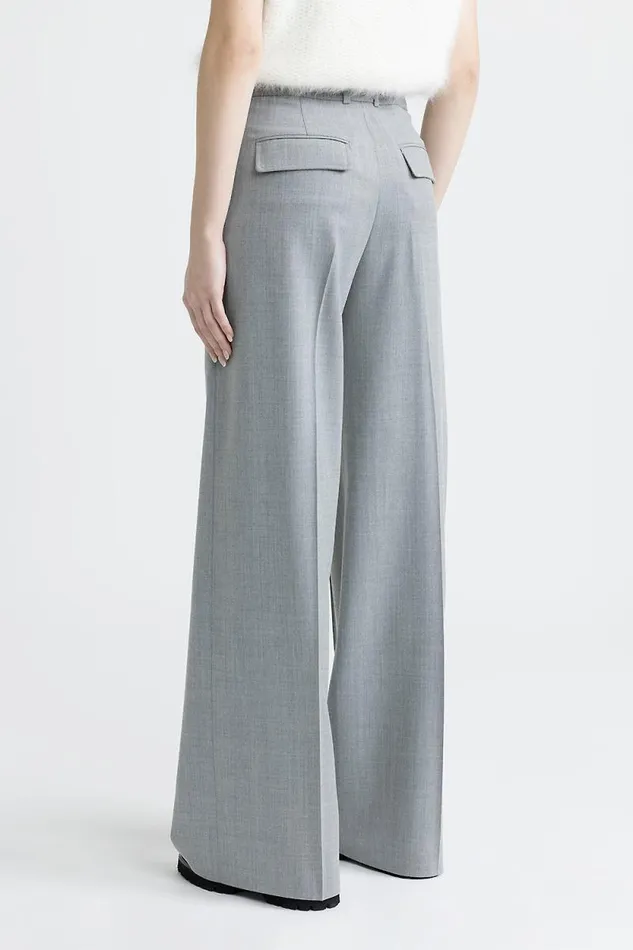 Peserico Trousers Woman Stretch Wool Pleated Palazzo Trousers Granite Peserico Trousers Woman Stretch Wool Pleated Palazzo Trousers Granite