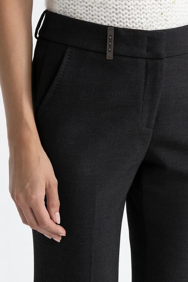 Peserico Trousers Woman TwoWay Stretch Fabric Cigarette Trousers Graphite Peserico Trousers Woman TwoWay Stretch Fabric Cigarette Trousers Graphite
