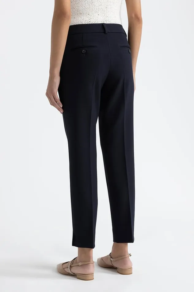 Peserico Trousers Woman TwoWay Stretch Fabric Cigarette Trousers Inkwell Blue Peserico Trousers Woman TwoWay Stretch Fabric Cigarette Trousers Inkwell Blue