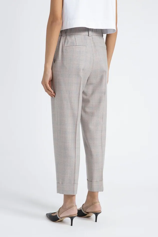 Peserico Trousers Woman Virgin Wool And Lurex Fabric Trousers Fog Gray Peserico Trousers Woman Virgin Wool And Lurex Fabric Trousers Fog Gray