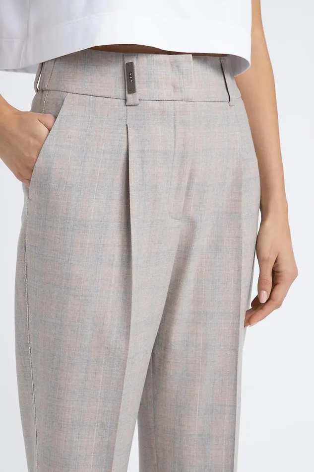 Peserico Trousers Woman Virgin Wool And Lurex Fabric Trousers Fog Gray Peserico Trousers Woman Virgin Wool And Lurex Fabric Trousers Fog Gray