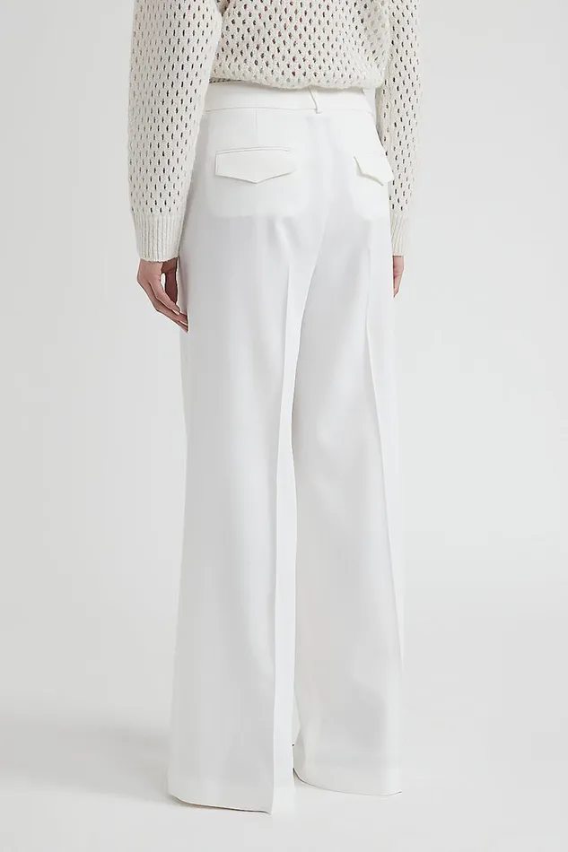 Peserico Trousers Woman Viscose And Wool Pleated Trousers Natural White Peserico Trousers Woman Viscose And Wool Pleated Trousers Natural White