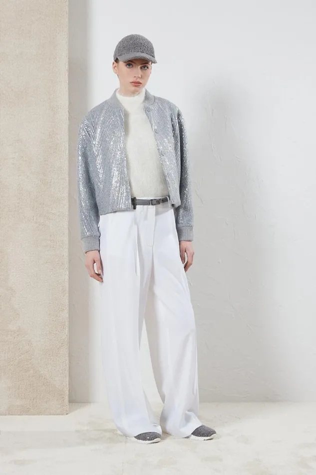 Peserico Trousers Woman Viscose And Wool Pleated Trousers Natural White Peserico Trousers Woman Viscose And Wool Pleated Trousers Natural White