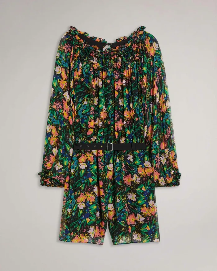Playsuit With Exaggerated Blouson Sleeve Black Women Ted Baker Jumpsuits and Rompers Playsuit With Exaggerated Blouson Sleeve Black Women Ted Baker Jumpsuits and Rompers