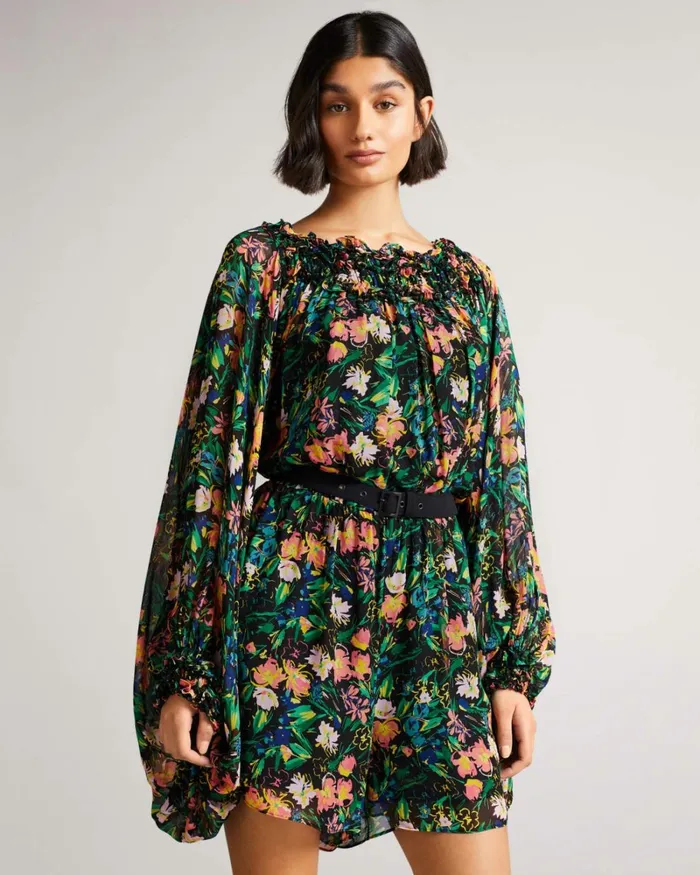 Playsuit With Exaggerated Blouson Sleeve Black Women Ted Baker Jumpsuits and Rompers Playsuit With Exaggerated Blouson Sleeve Black Women Ted Baker Jumpsuits and Rompers