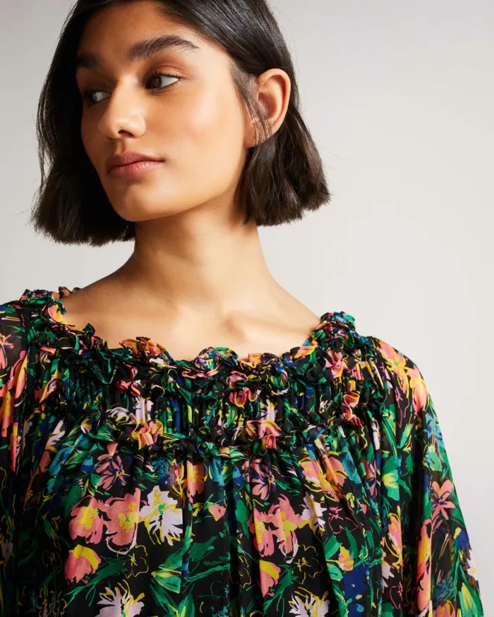 Playsuit With Exaggerated Blouson Sleeve Black Women Ted Baker Jumpsuits and Rompers Playsuit With Exaggerated Blouson Sleeve Black Women Ted Baker Jumpsuits and Rompers