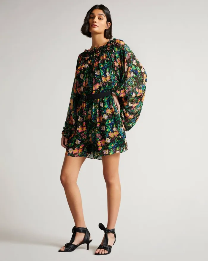 Playsuit With Exaggerated Blouson Sleeve Black Women Ted Baker Jumpsuits and Rompers Playsuit With Exaggerated Blouson Sleeve Black Women Ted Baker Jumpsuits and Rompers