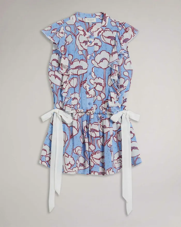 Poppy Peplum Top With Contrast Ties Blue Women Ted Baker Clothing