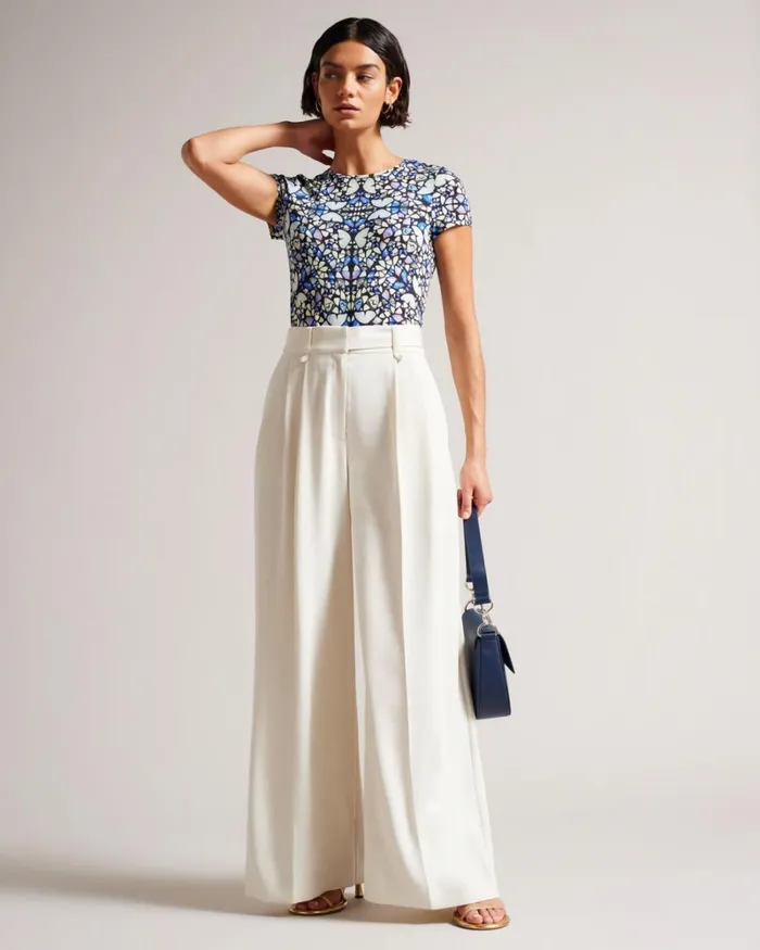 Printed Fitted TShirt Medium Blue Women Ted Baker Clothing Printed Fitted TShirt Medium Blue Women Ted Baker Clothing