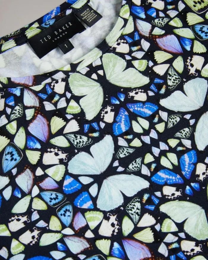Printed Fitted TShirt Medium Blue Women Ted Baker Clothing Printed Fitted TShirt Medium Blue Women Ted Baker Clothing