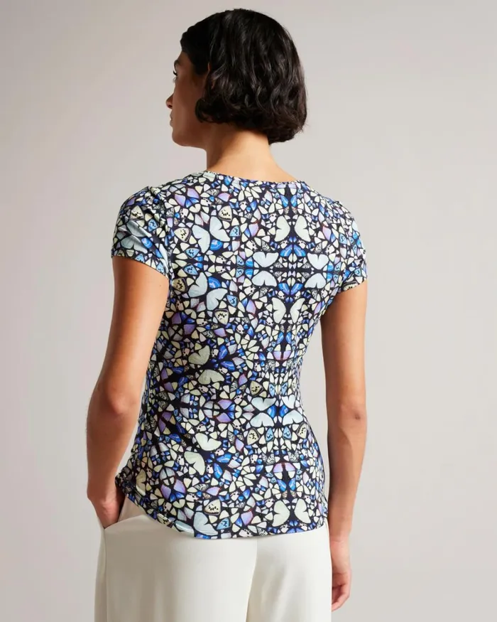 Printed Fitted TShirt Medium Blue Women Ted Baker Clothing Printed Fitted TShirt Medium Blue Women Ted Baker Clothing
