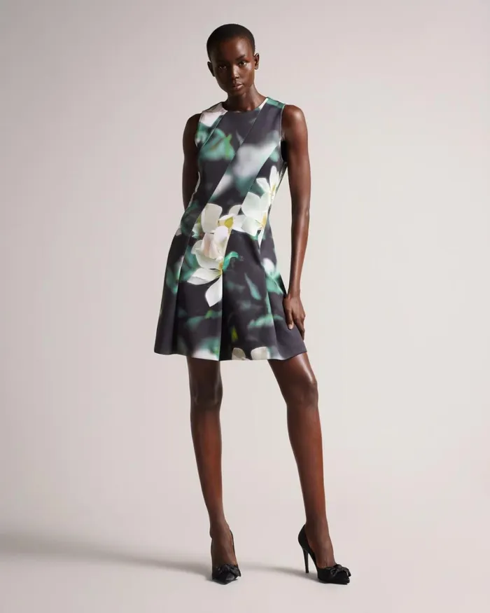 Printed Neoprene Skater Dress Black Women Ted Baker Dresses Printed Neoprene Skater Dress Black Women Ted Baker Dresses