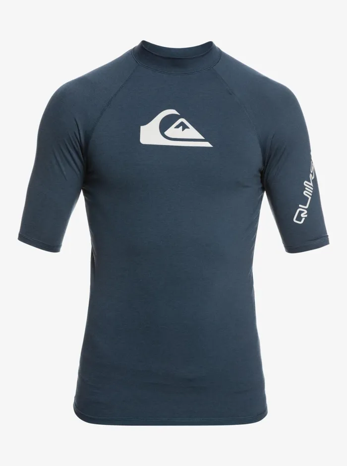 Rashguards Men Quiksilver All Time Short Sleeve Upf 50 Rashguard Navy Blazer Heather Rashguards Men Quiksilver All Time Short Sleeve Upf 50 Rashguard Navy Blazer Heather