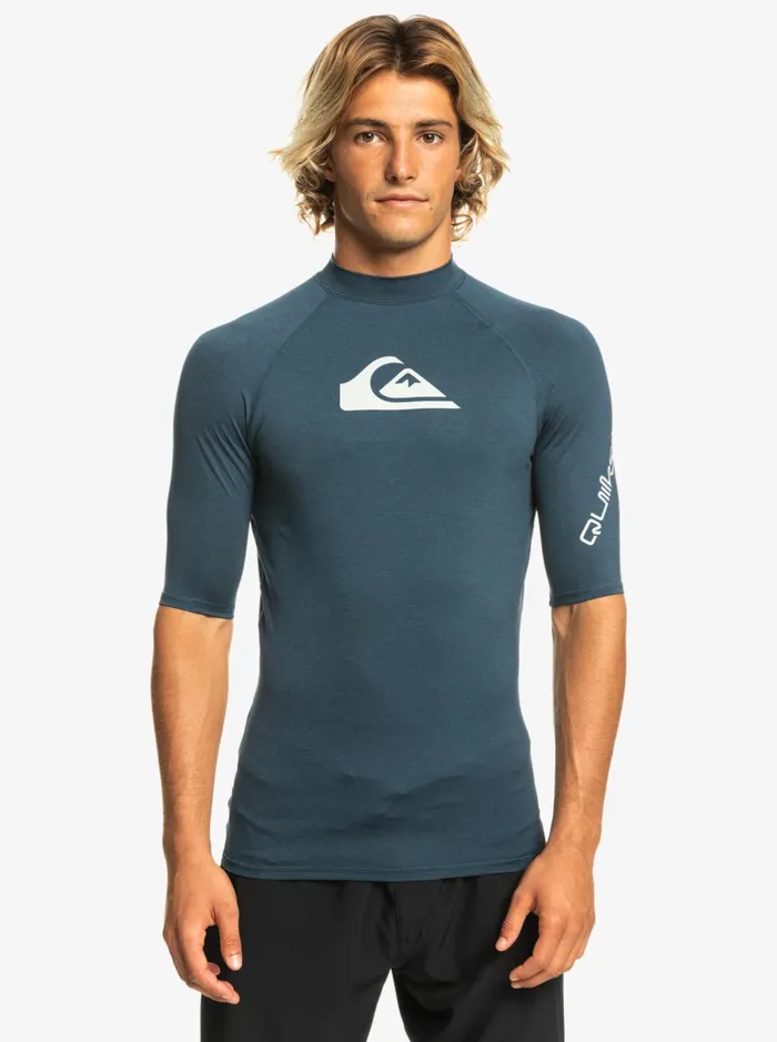 Rashguards Men Quiksilver All Time Short Sleeve Upf 50 Rashguard Navy Blazer Heather Rashguards Men Quiksilver All Time Short Sleeve Upf 50 Rashguard Navy Blazer Heather