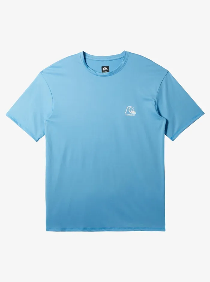 Rashguards Men Quiksilver Heritage Heather Short Sleeve Upf 50 Surf TShirt Azure Blue Rashguards Men Quiksilver Heritage Heather Short Sleeve Upf 50 Surf TShirt Azure Blue