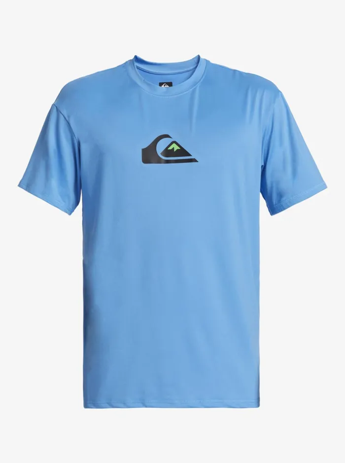 Rashguards Men Quiksilver Solid Streak Short Sleeve Upf 50 Surf Tee Azure Blue Rashguards Men Quiksilver Solid Streak Short Sleeve Upf 50 Surf Tee Azure Blue