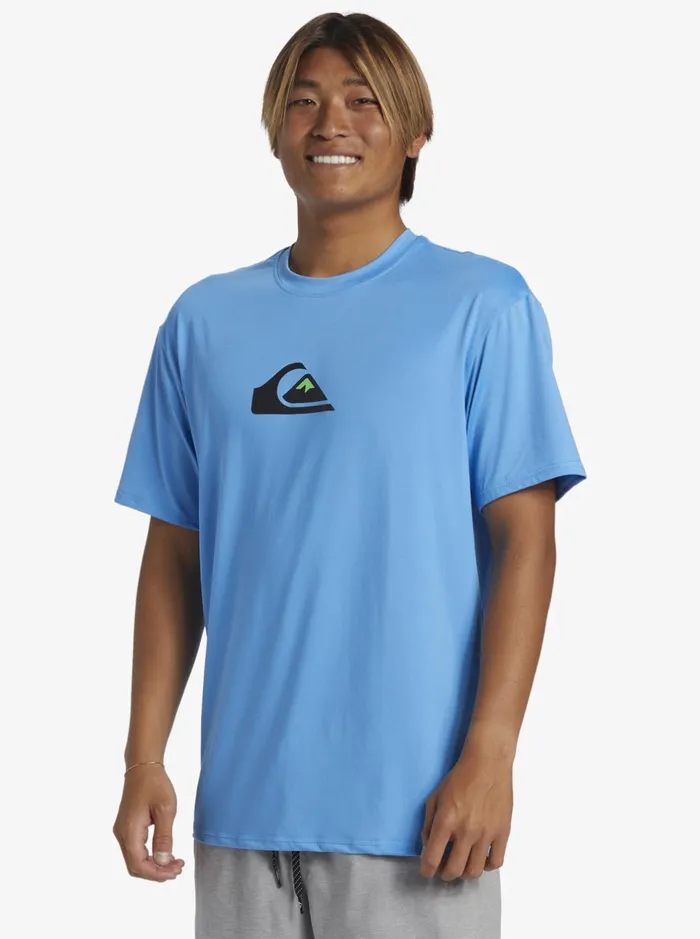 Rashguards Men Quiksilver Solid Streak Short Sleeve Upf 50 Surf Tee Azure Blue Rashguards Men Quiksilver Solid Streak Short Sleeve Upf 50 Surf Tee Azure Blue