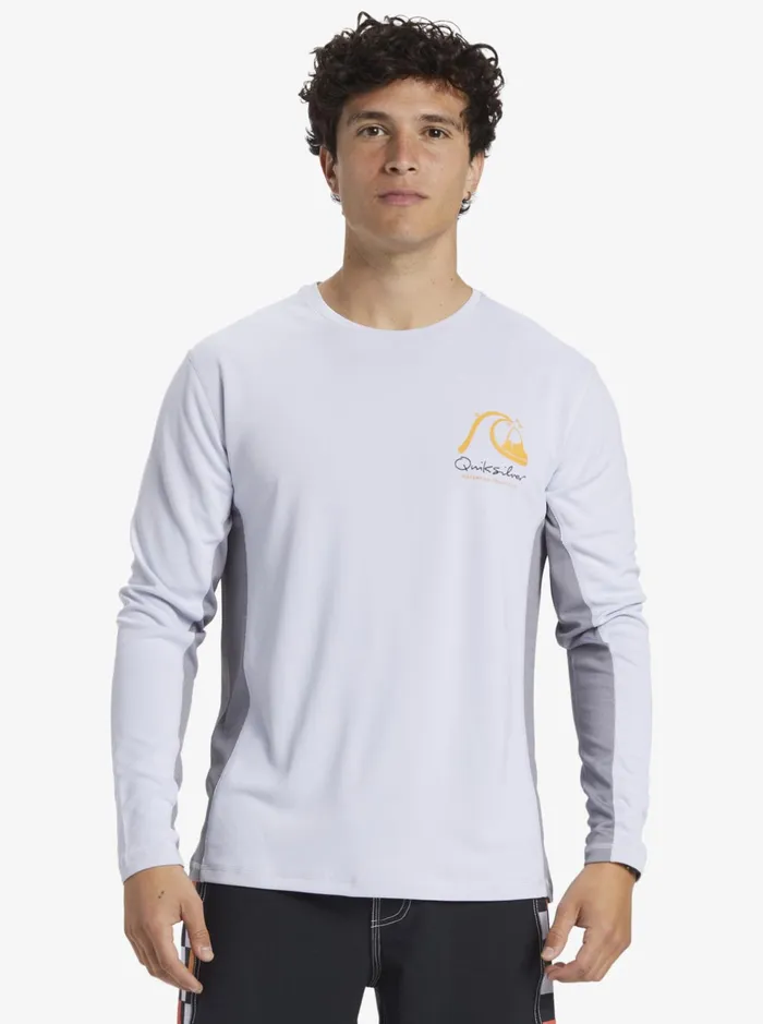 Rashguards Men Quiksilver Waterman Bamboo Check 2 Upf 50 Long Sleeve Surf Tee White Rashguards Men Quiksilver Waterman Bamboo Check 2 Upf 50 Long Sleeve Surf Tee White