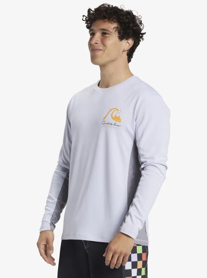 Rashguards Men Quiksilver Waterman Bamboo Check 2 Upf 50 Long Sleeve Surf Tee White Rashguards Men Quiksilver Waterman Bamboo Check 2 Upf 50 Long Sleeve Surf Tee White