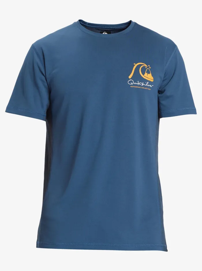 Rashguards Men Quiksilver Waterman Bamboo Check 2 Upf 50 Short Sleeve Surf Tee Ensign Blue Rashguards Men Quiksilver Waterman Bamboo Check 2 Upf 50 Short Sleeve Surf Tee Ensign Blue