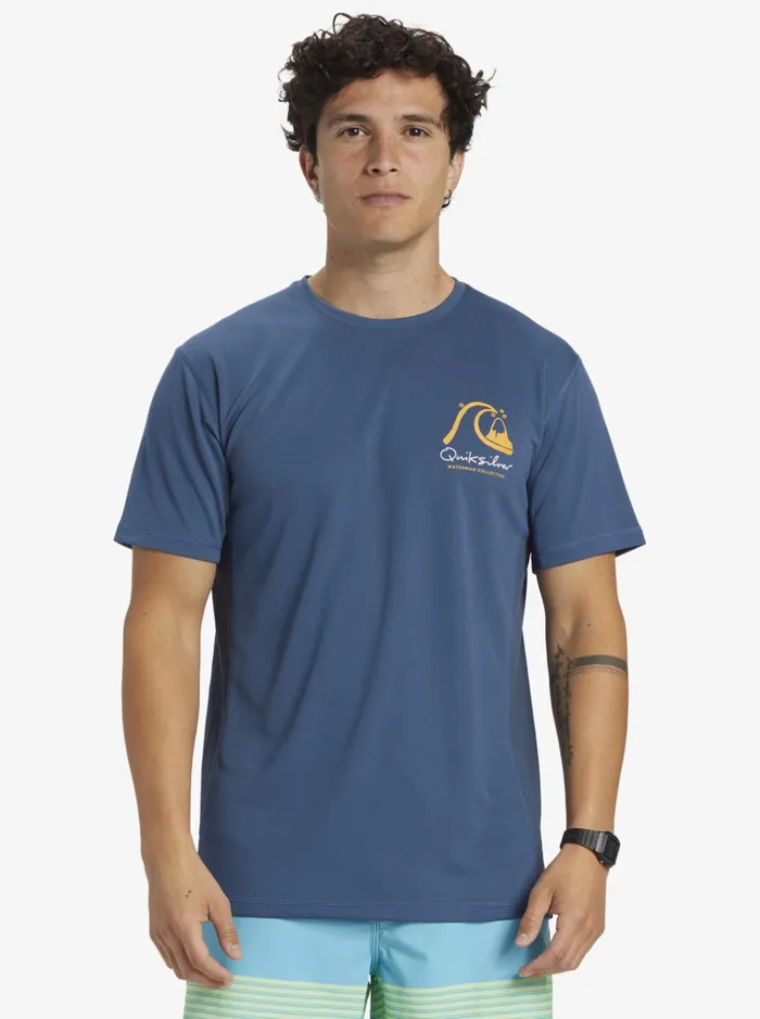 Rashguards Men Quiksilver Waterman Bamboo Check 2 Upf 50 Short Sleeve Surf Tee Ensign Blue Rashguards Men Quiksilver Waterman Bamboo Check 2 Upf 50 Short Sleeve Surf Tee Ensign Blue