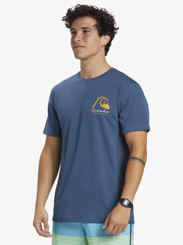Rashguards Men Quiksilver Waterman Bamboo Check 2 Upf 50 Short Sleeve Surf Tee Ensign Blue Rashguards Men Quiksilver Waterman Bamboo Check 2 Upf 50 Short Sleeve Surf Tee Ensign Blue
