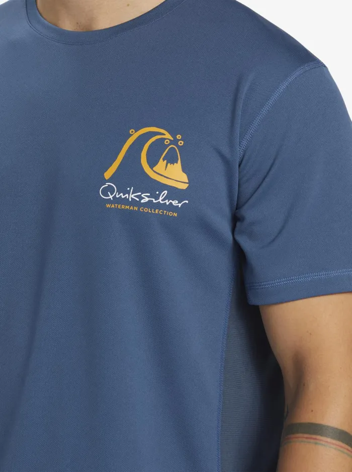 Rashguards Men Quiksilver Waterman Bamboo Check 2 Upf 50 Short Sleeve Surf Tee Ensign Blue Rashguards Men Quiksilver Waterman Bamboo Check 2 Upf 50 Short Sleeve Surf Tee Ensign Blue