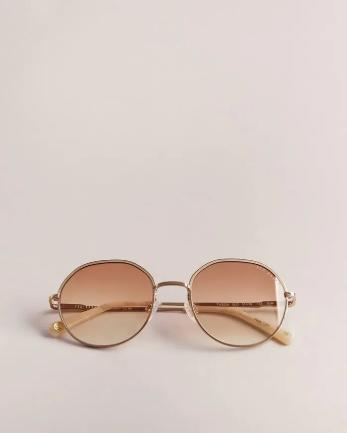 Round Frame Sunglasses Gold Color Women Ted Baker Sunglasses Round Frame Sunglasses Gold Color Women Ted Baker Sunglasses