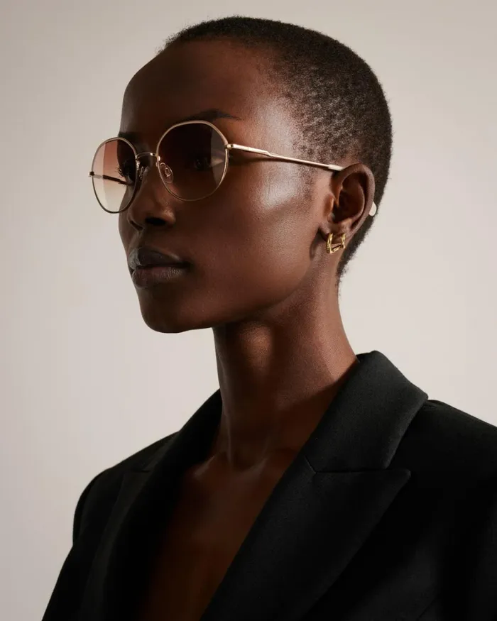 Round Frame Sunglasses Gold Color Women Ted Baker Sunglasses Round Frame Sunglasses Gold Color Women Ted Baker Sunglasses
