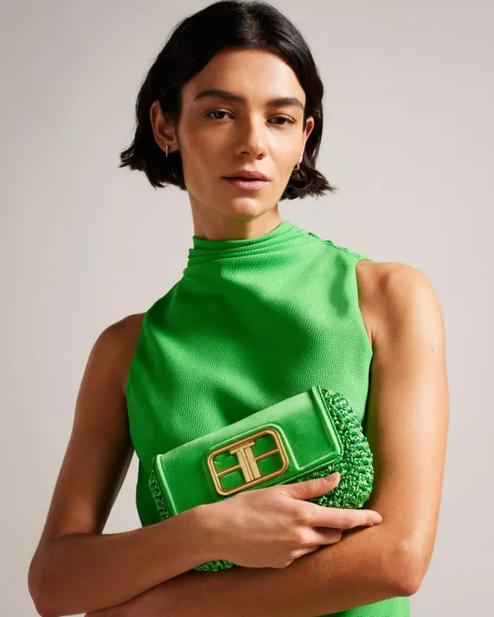 Satin Crochet Crossbody Bag Green Women Ted Baker Bags