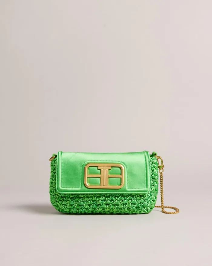 Satin Crochet Crossbody Bag Green Women Ted Baker Bags Satin Crochet Crossbody Bag Green Women Ted Baker Bags