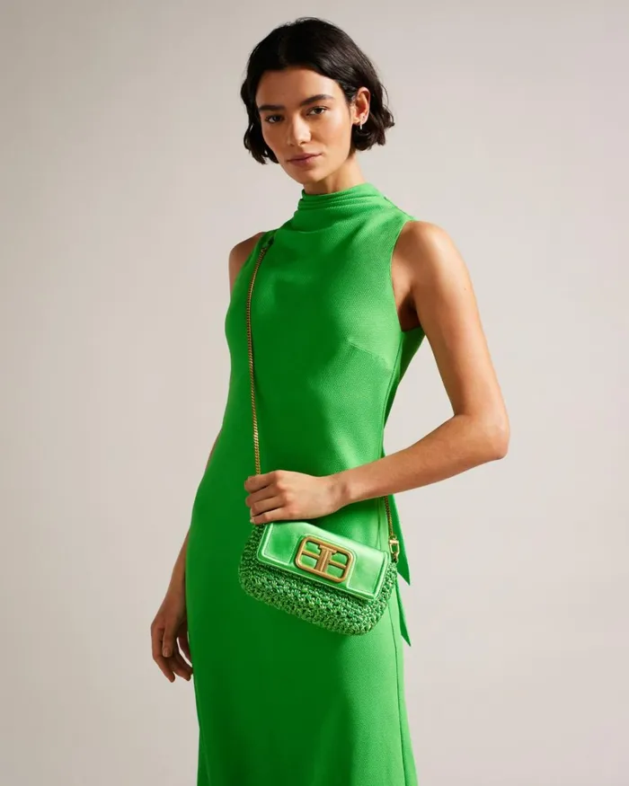 Satin Crochet Crossbody Bag Green Women Ted Baker Bags Satin Crochet Crossbody Bag Green Women Ted Baker Bags