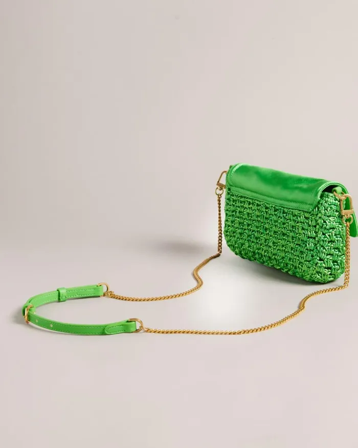 Satin Crochet Crossbody Bag Green Women Ted Baker Bags Satin Crochet Crossbody Bag Green Women Ted Baker Bags