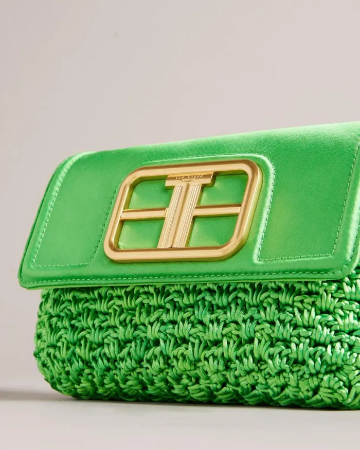 Satin Crochet Crossbody Bag Green Women Ted Baker Bags Satin Crochet Crossbody Bag Green Women Ted Baker Bags