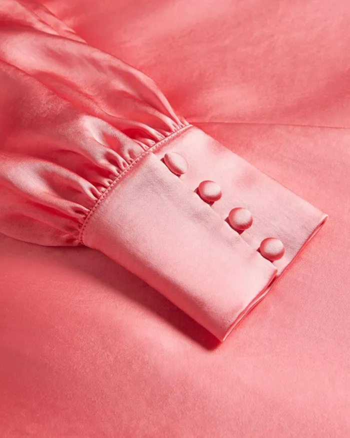 Satin Midi Dress With Blouson Sleeve Coral Women Ted Baker Clothing