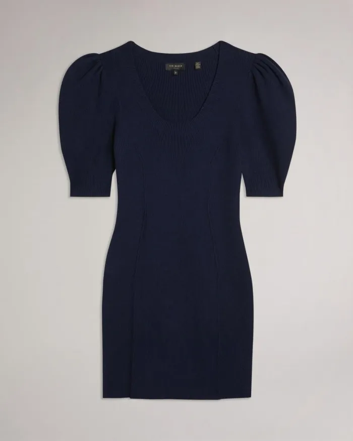 Scoop Neck Bodycon Dress Dark Blue Women Ted Baker Dresses