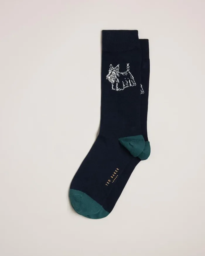 Scottie Dog Print Socks Dark Navy Men Ted Baker Socks