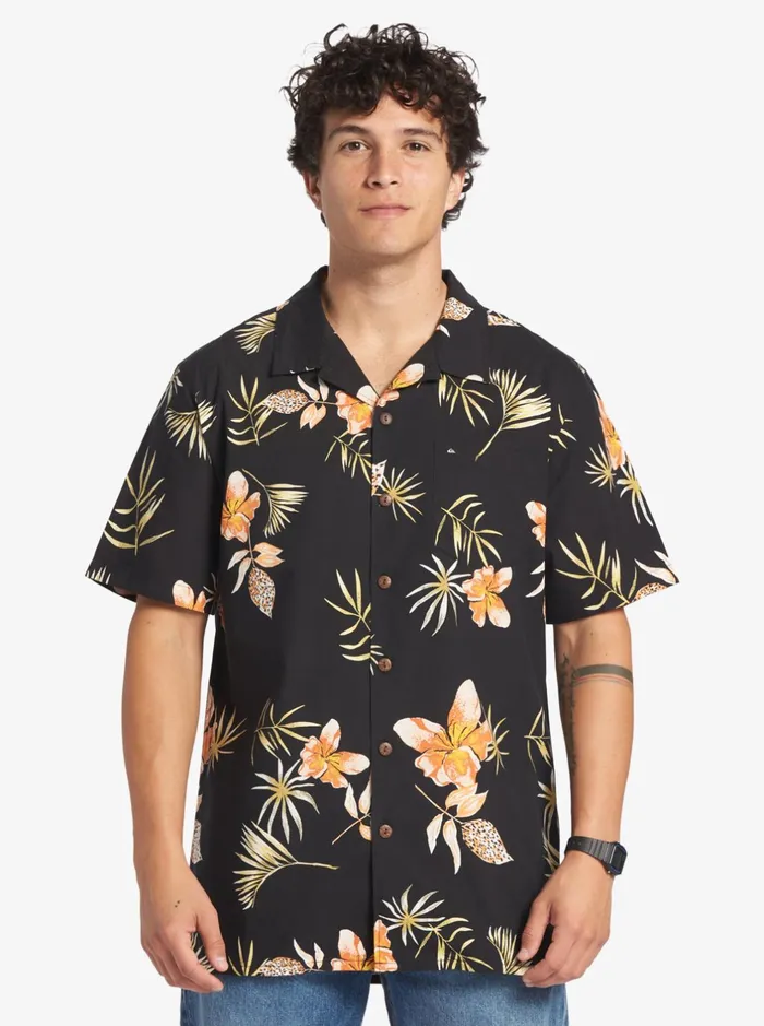 Shirts and Polos Men Quiksilver Tropical Floral Short Sleeve Woven Shirt Black Tropical Floral Ss Shirts and Polos Men Quiksilver Tropical Floral Short Sleeve Woven Shirt Black Tropical Floral Ss