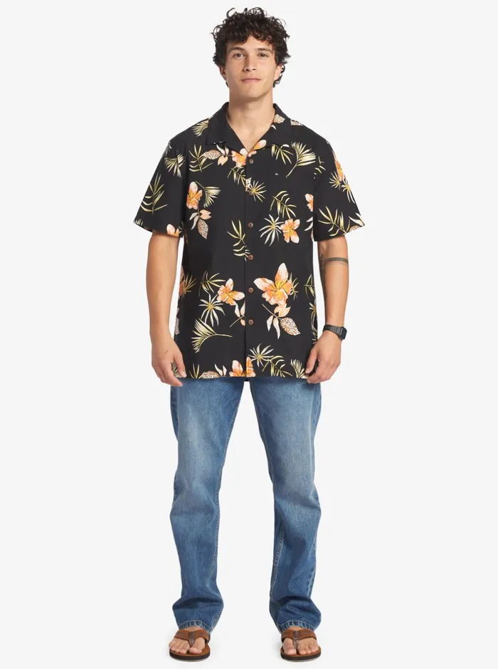 Shirts and Polos Men Quiksilver Tropical Floral Short Sleeve Woven Shirt Black Tropical Floral Ss Shirts and Polos Men Quiksilver Tropical Floral Short Sleeve Woven Shirt Black Tropical Floral Ss