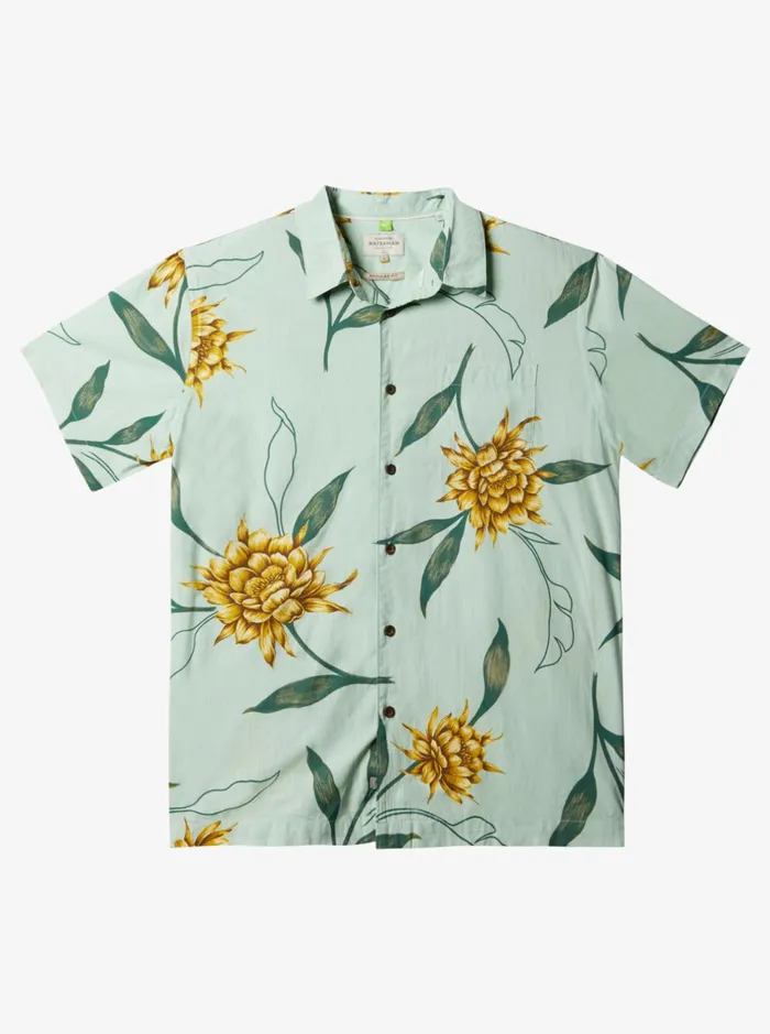 Shirts and Polos Men Quiksilver Waterman Perfect Bloom Short Sleeve Shirt Subtle Green Perfect Bloom Shirts and Polos Men Quiksilver Waterman Perfect Bloom Short Sleeve Shirt Subtle Green Perfect Bloom