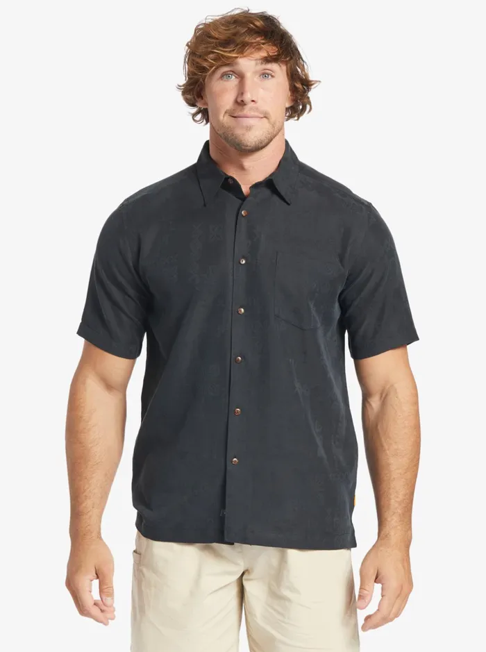 Shirts and Polos Men Quiksilver Waterman Waterman Manele Bay Short Sleeve Shirt Black Shirts and Polos Men Quiksilver Waterman Waterman Manele Bay Short Sleeve Shirt Black