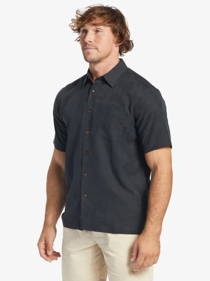 Shirts and Polos Men Quiksilver Waterman Waterman Manele Bay Short Sleeve Shirt Black Shirts and Polos Men Quiksilver Waterman Waterman Manele Bay Short Sleeve Shirt Black