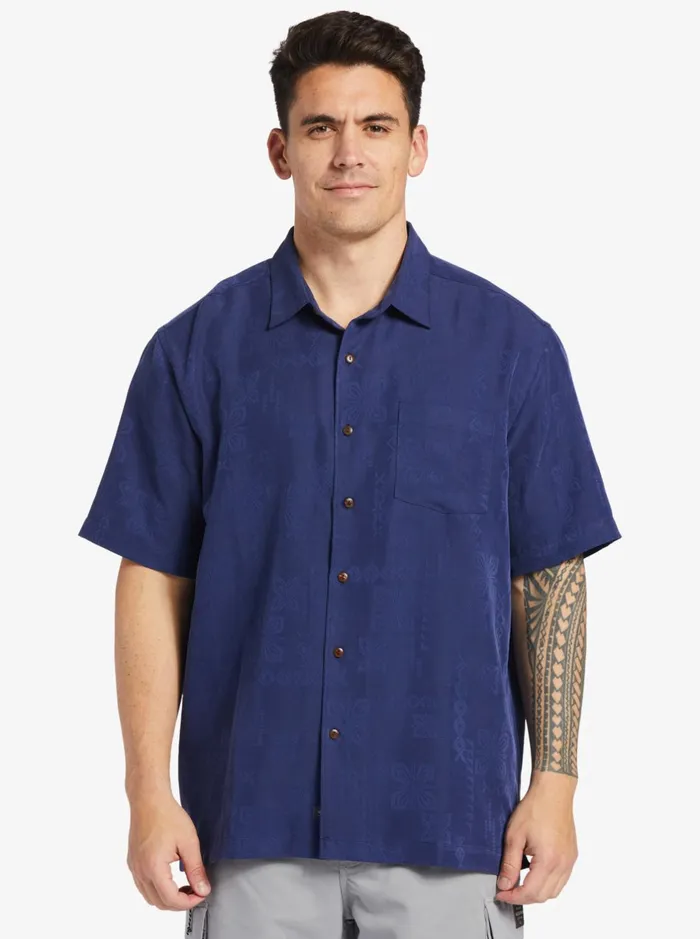 Shirts and Polos Men Quiksilver Waterman Waterman Manele Bay Short Sleeve Shirt Medieval Blue Shirts and Polos Men Quiksilver Waterman Waterman Manele Bay Short Sleeve Shirt Medieval Blue
