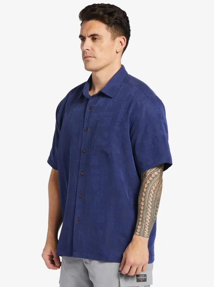 Shirts and Polos Men Quiksilver Waterman Waterman Manele Bay Short Sleeve Shirt Medieval Blue Shirts and Polos Men Quiksilver Waterman Waterman Manele Bay Short Sleeve Shirt Medieval Blue