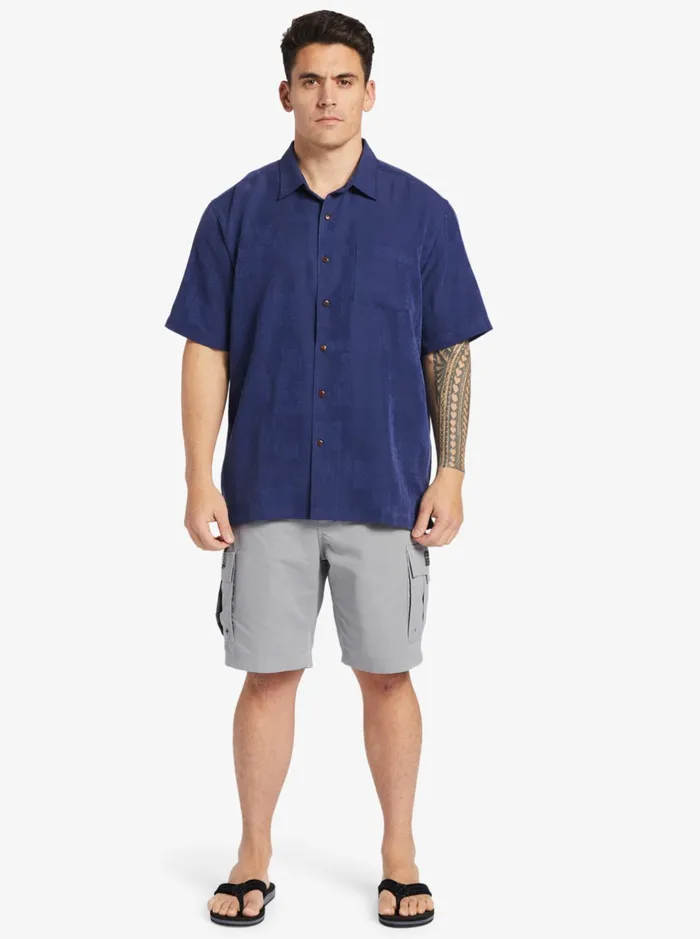Shirts and Polos Men Quiksilver Waterman Waterman Manele Bay Short Sleeve Shirt Medieval Blue Shirts and Polos Men Quiksilver Waterman Waterman Manele Bay Short Sleeve Shirt Medieval Blue