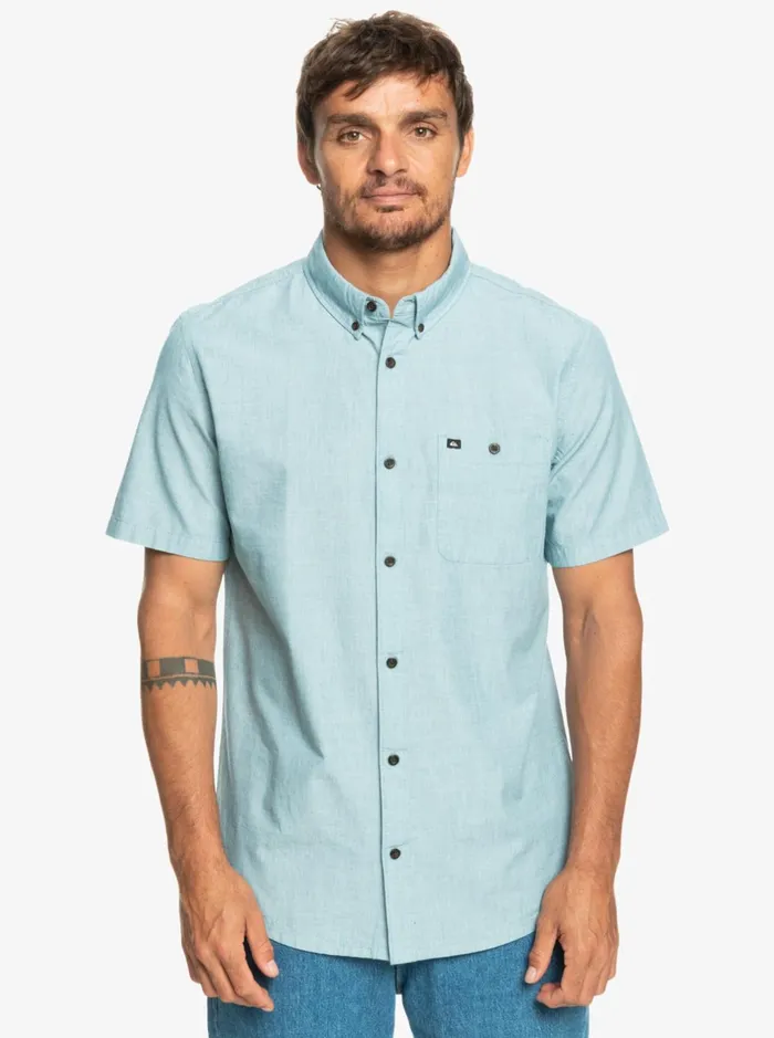 Shirts and Polos Men Quiksilver Winfall Short Sleeve Shirt Moroccan Blue Shirts and Polos Men Quiksilver Winfall Short Sleeve Shirt Moroccan Blue