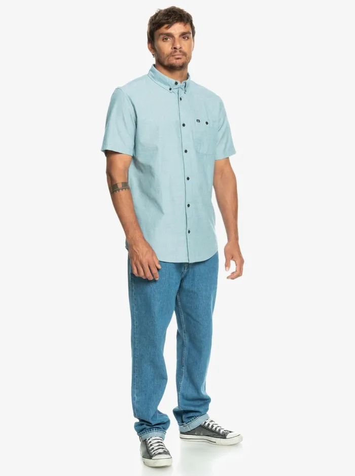 Shirts and Polos Men Quiksilver Winfall Short Sleeve Shirt Moroccan Blue Shirts and Polos Men Quiksilver Winfall Short Sleeve Shirt Moroccan Blue