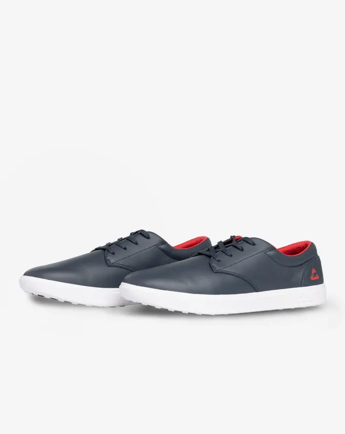Shoes Lace Up TravisMathew THE WILDCARD LEATHER SPIKELESS GOLF SHOE Navyred